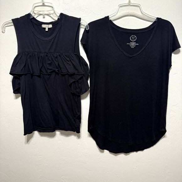 Shirt Bundle of 7 Short Sleeve Cream Blue Black Career Forever 21 Women sz Small - Picture 12 of 14